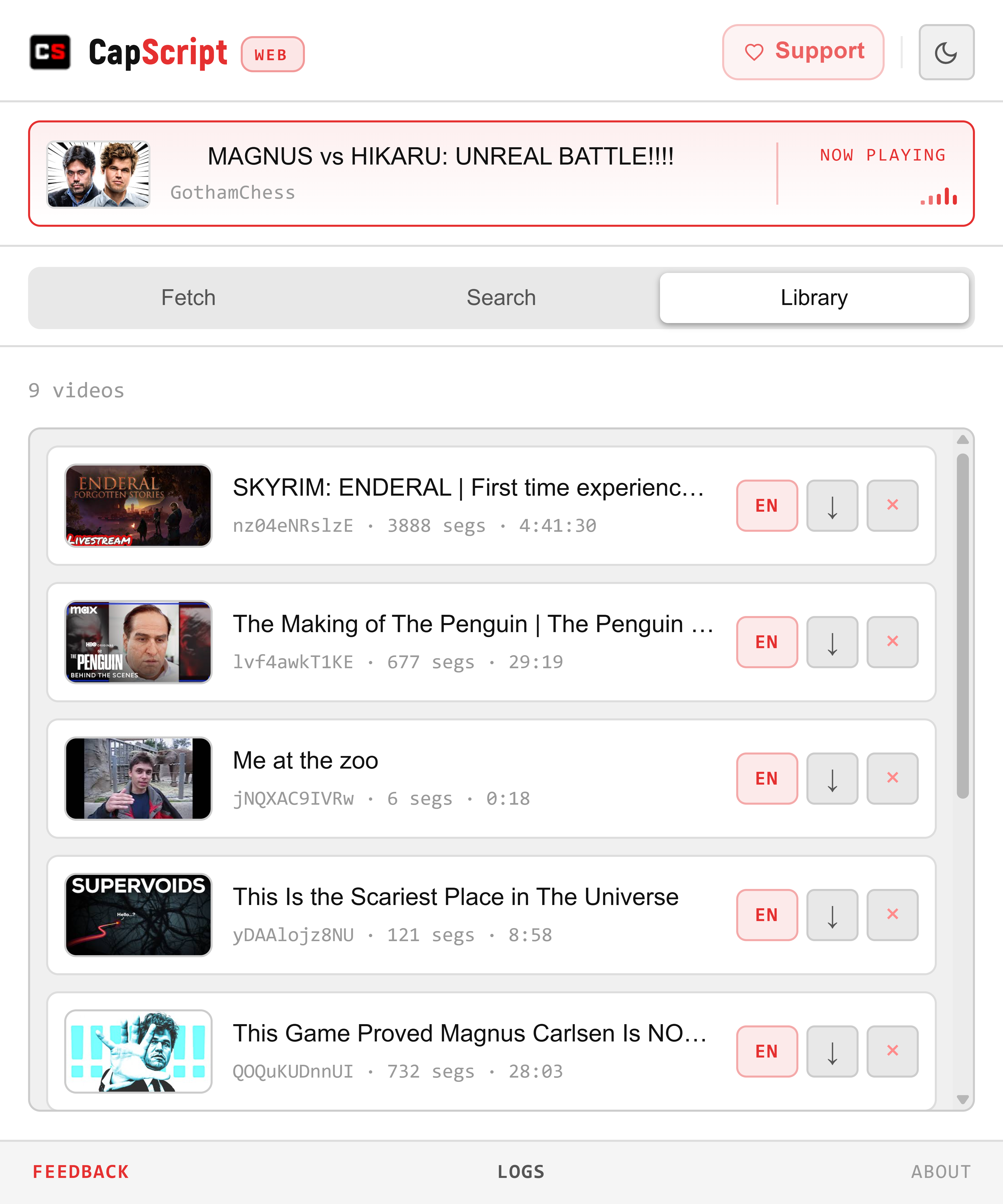 Library view screenshot