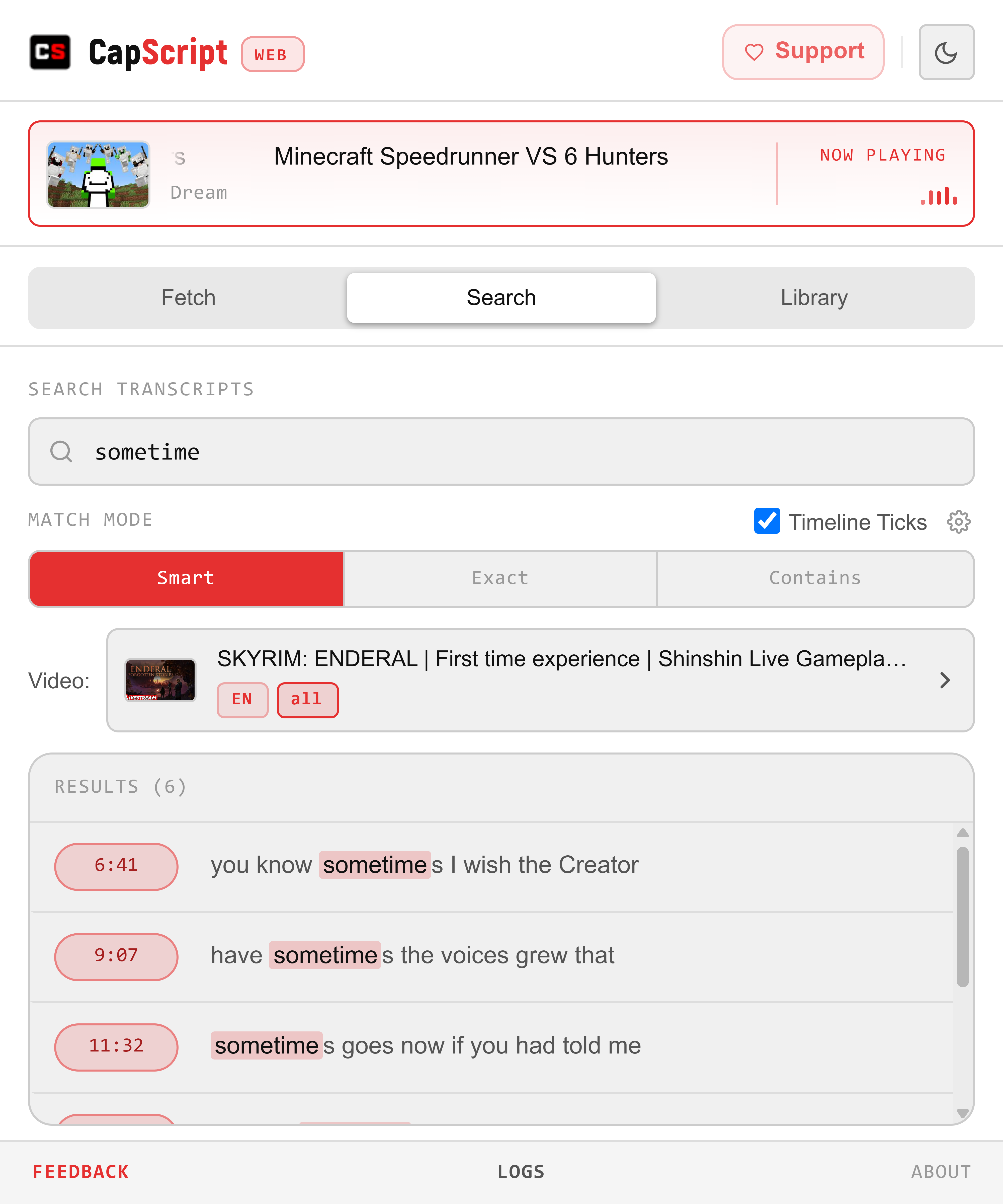 Search view screenshot