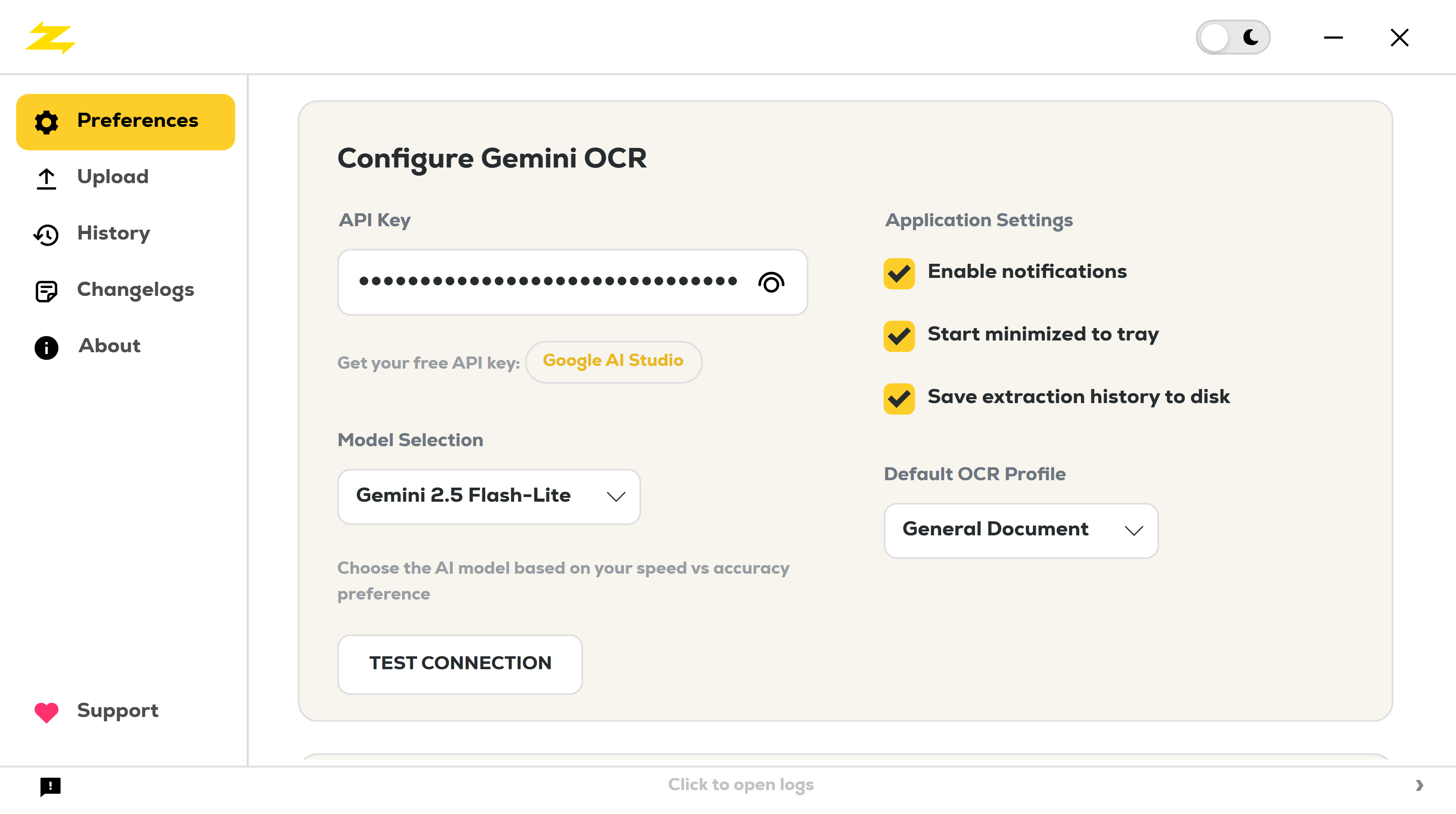 Settings Interface