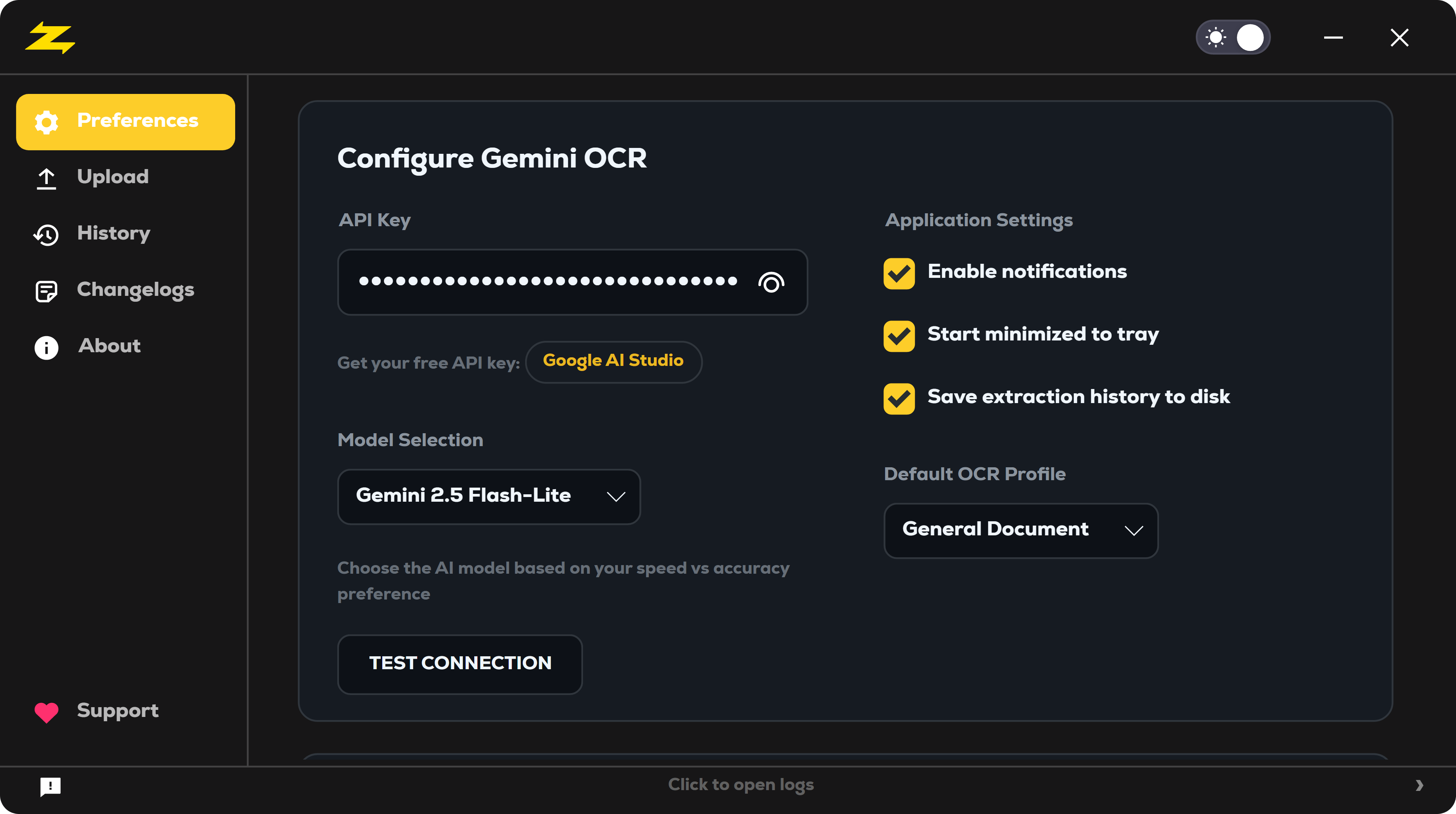 Settings Interface